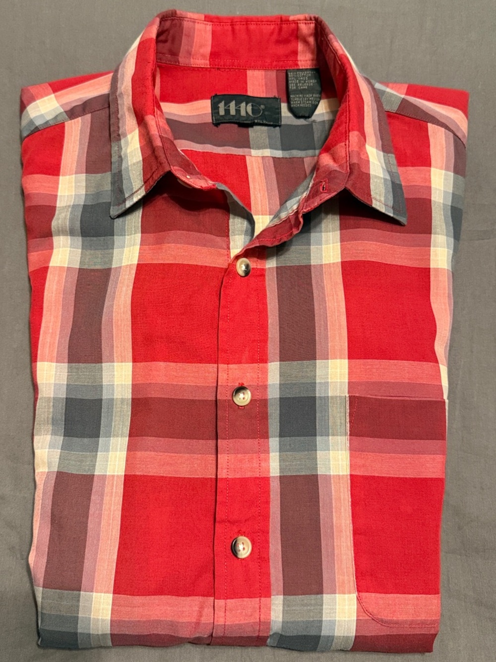1440 Men’s Button Down Plaid Dress Shirt Size L